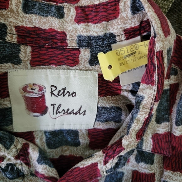 Retro Threads Red/Blue Color Block Button Front Shirt Sz XL Short Sleeve Lyocell - Picture 9 of 12